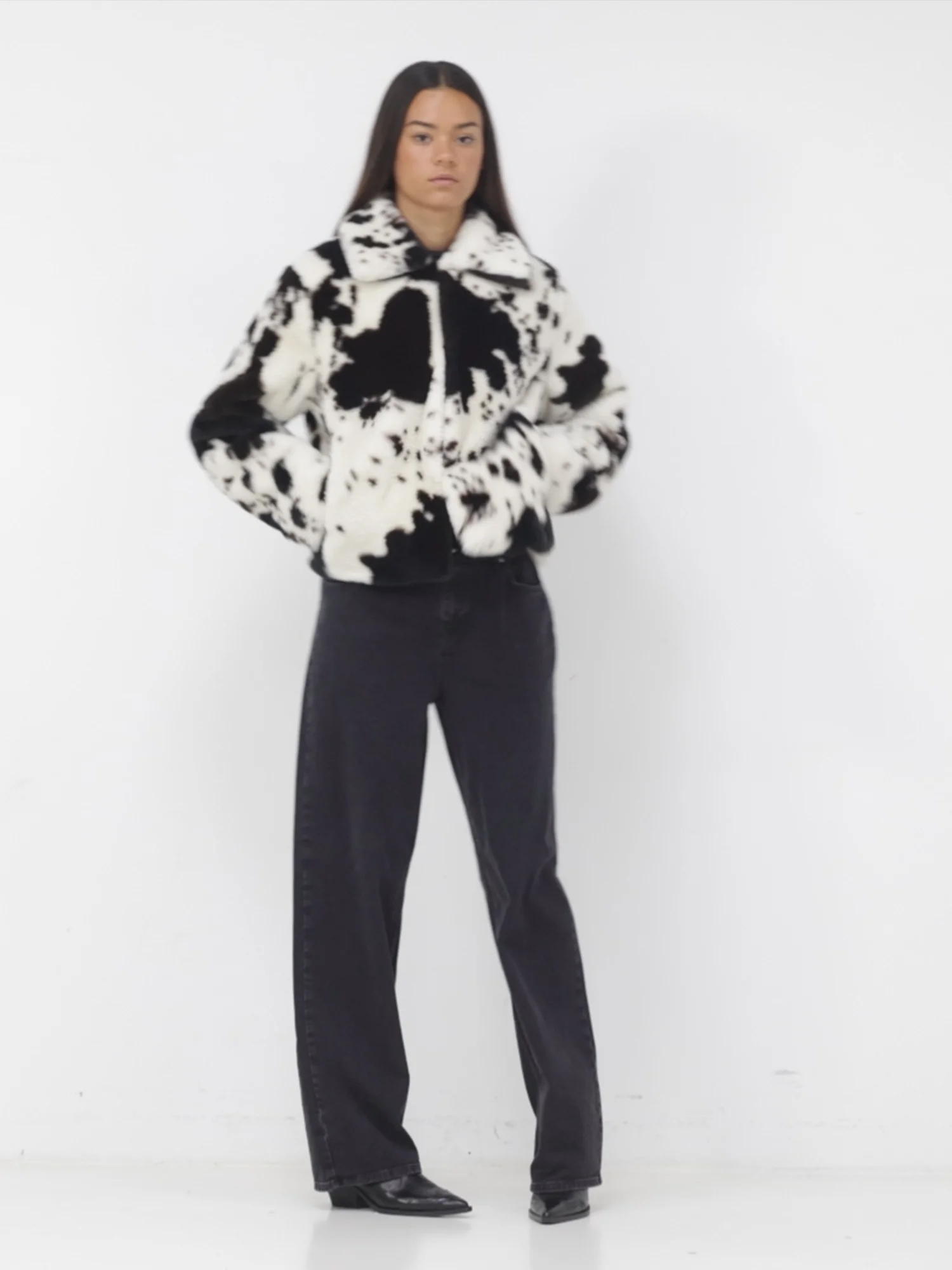 COW PRINT COAT | Grey | NOISY MAY®