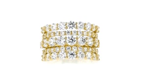 4.30 ct. t.w. CZ Three-Row Ring in 18kt Gold Over Sterling