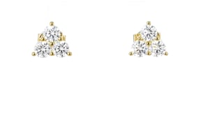 1.30 ct. t.w. CZ Three-Stone Earrings in 18kt Gold Over Sterling