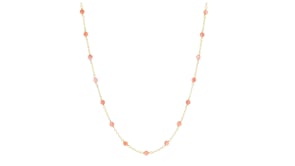 3mm Coral Bead Station Necklace in 14kt Yellow Gold