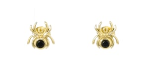 Mother-of-Pearl, Carnelian and .20 ct. t.w. Black Spinel Jewelry Set: Three Pairs of Halloween Earrings in 18kt Gold Over Sterli