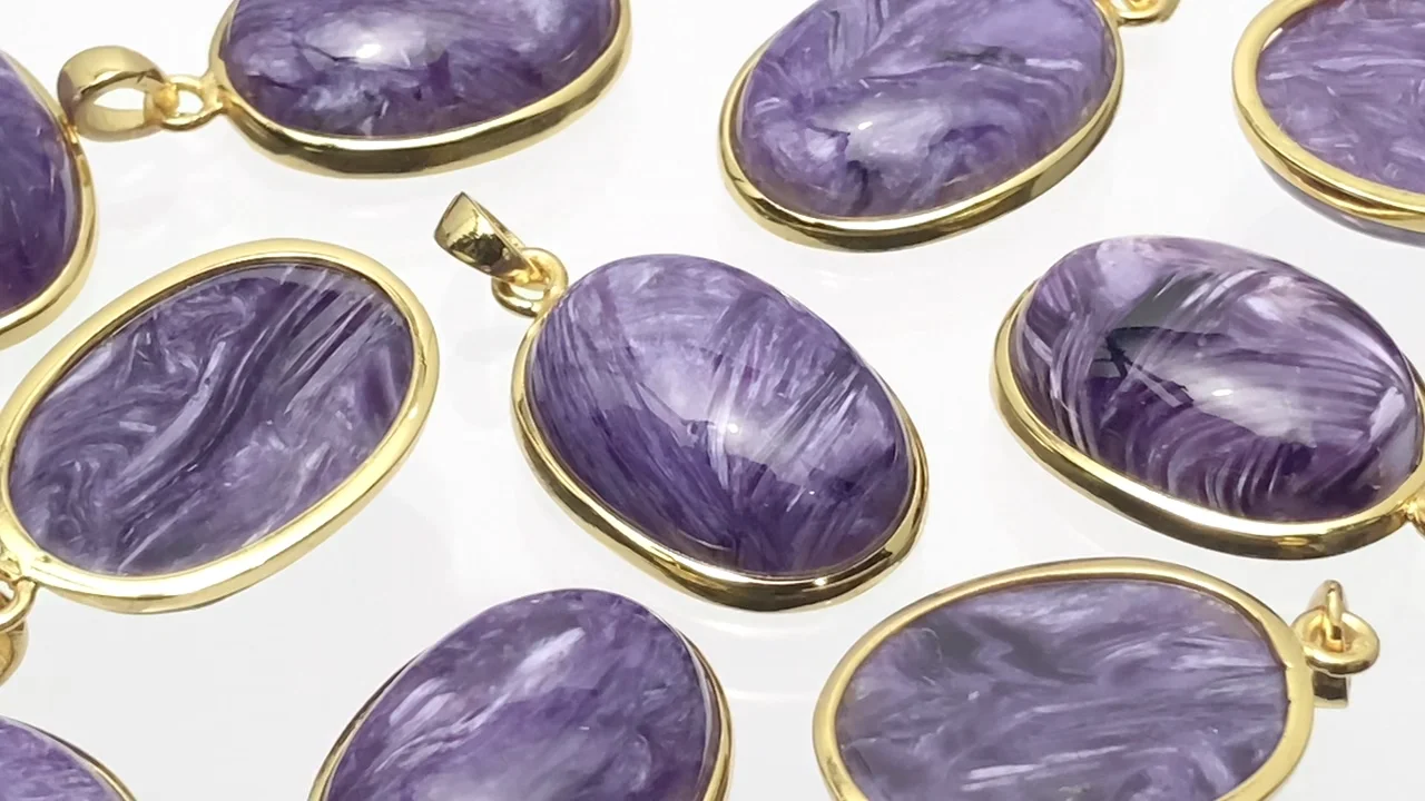 チャロアイト（産地・ロシア） ペンダントトップ20×15mm 18KGP製 1個 