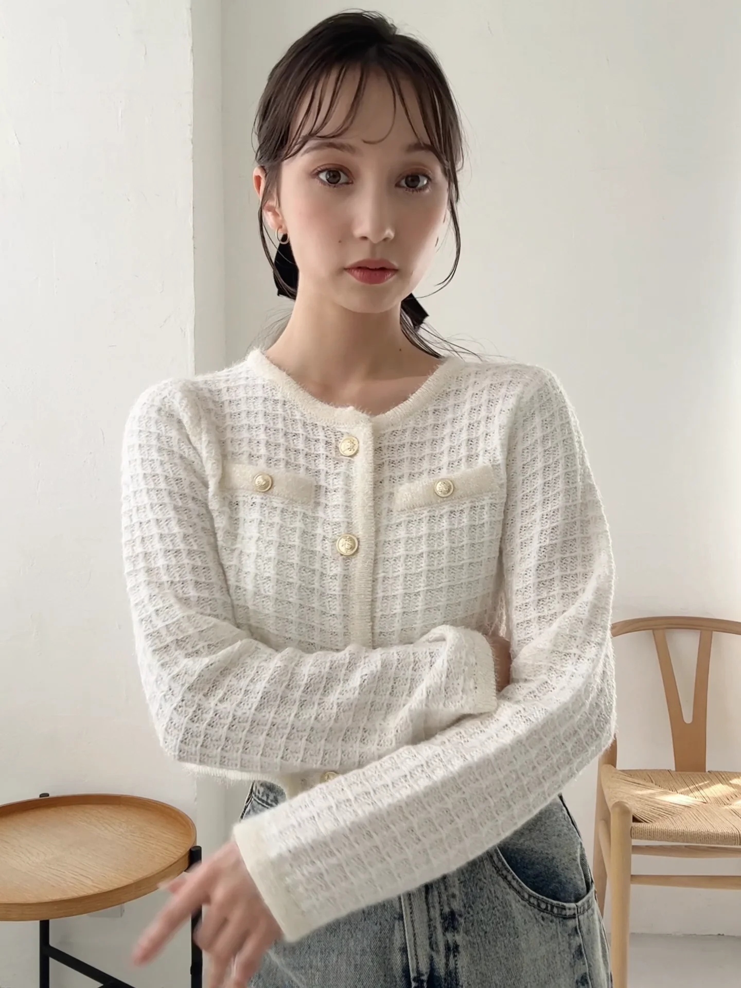 新品未使用 ニットツイードショートジャケット ダズリン dazzlin ツイードライクショートニットジャケット