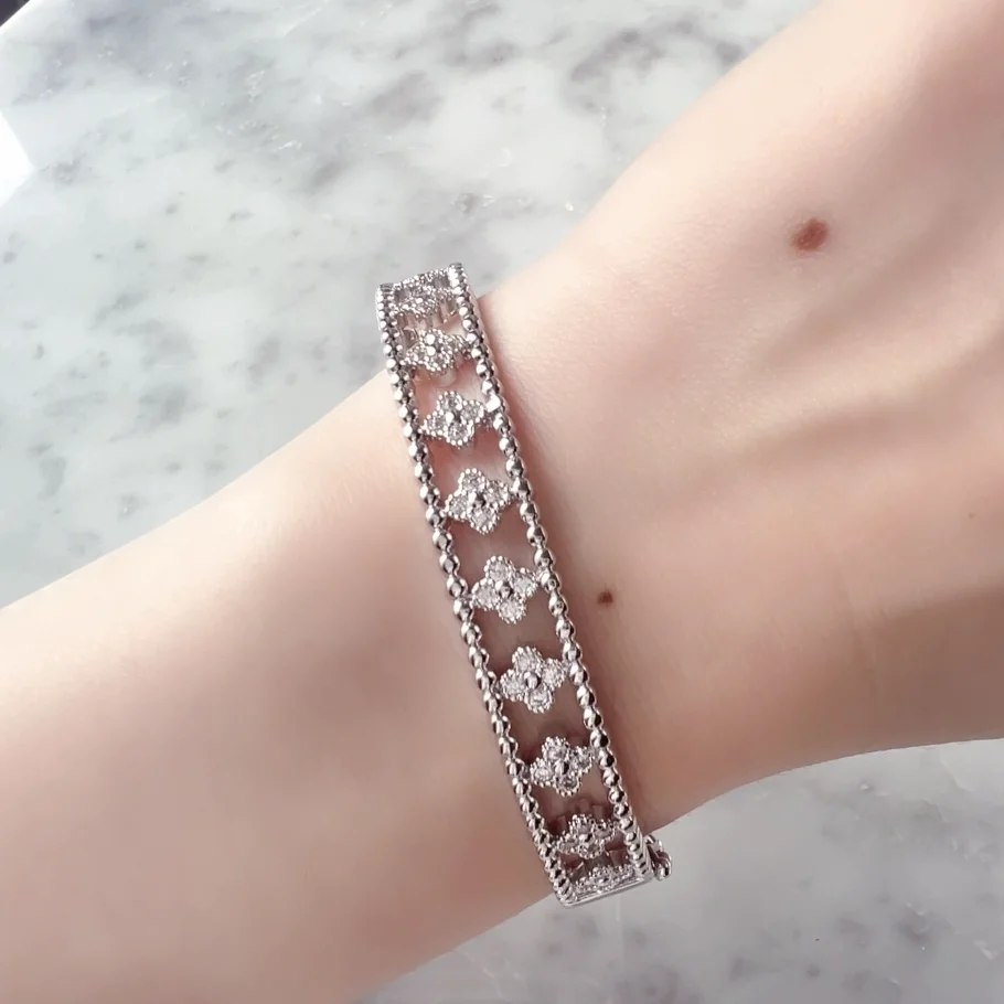 Luxury Open Clover motif ブレスレット/ silver | KTY