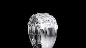 3.00 ct. t.w. Oval and Emerald-Cut Lab-Grown Diamond Three-Row Ring in 14kt White Gold