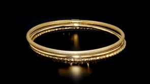 Italian 14kt Yellow Gold Multi-Finish Jewelry Set: Three Bangle Bracelets