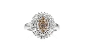 C. 1990 Vintage 1.00 ct. t.w. White and Brown Diamond Ring in 14kt White Gold
