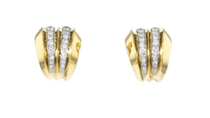 C. 1980 Vintage 1.60 ct. t.w. Diamond Curved Earrings in 14kt Yellow Gold