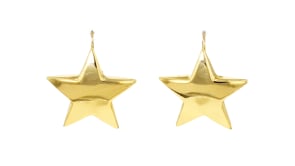 C. 1980 Vintage 18kt Yellow Gold Star Drop Earrings