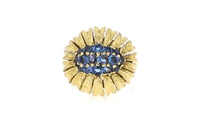 C. 1960 Vintage 1.05 ct. t.w. Sapphire Feathers Ring in 18kt Yellow Gold