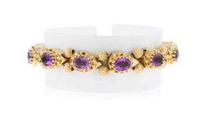 C. 1970 Vintage 13.75 ct. t.w. Amethyst Slide Bracelet in 14kt Yellow Gold