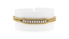 C. 1980 Vintage .65 ct. t.w. Diamond Wheat-Link Bracelet in 14kt Yellow Gold
