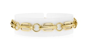C. 1980 Vintage 14kt Yellow Gold Geometric-Link Bracelet