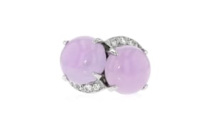 C. 2000 Vintage Lavender Jade Ring with .30 ct. t.w. Diamonds in 14kt White Gold