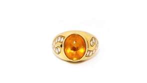 C. 1980 Vintage Kurt Wayne 5.50 Carat Citrine Ring with .65 ct. t.w. Diamonds in 18kt Yellow Gold