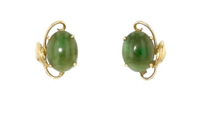 C. 1980 Vintage Serpentine Earrings in 9kt Yellow Gold