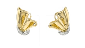 C. 1980 Vintage .30 ct. t.w. Diamond Fan Earrings in 14kt Yellow Gold