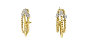 C. 1990 Vintage .45 ct. t.w. Diamond Triple-Hoop Earrings in 18kt Yellow Gold