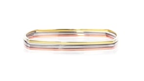 C. 2005 Vintage Tiffany Jewelry Frank Gehry 18kt Tri-Colored Gold Bangle Bracelet Set