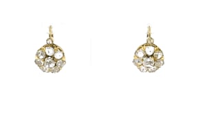 C. 1930 Vintage 1.25 ct. t.w. Diamond Flower Drop Earrings in 18kt Yellow Gold