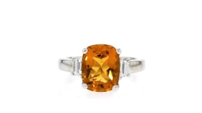 C. 2020 Vintage 4.00 Carat Citrine and .52 ct. t.w. Diamond Ring in Platinum