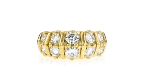 C. 1990 Vintage 1.80 ct. t.w. Diamond Two-Row Ring in 18kt Yellow Gold