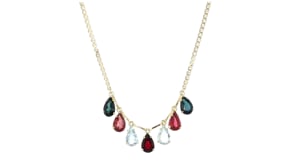 C. 1980 Vintage 8.45 ct. t.w. Multi-Gemstone Drop Necklace in 14kt Yellow Gold