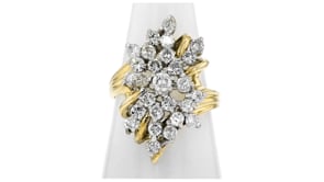 C. 1990 Vintage 1.75 ct. t.w. Diamond Cluster Ring in 14kt Yellow Gold