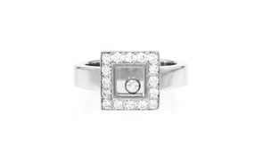 C. 1990 Vintage Chopard Happy .44 ct. t.w. Diamond Square Ring in 18kt White Gold