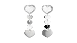 C. 1990 Vintage .48 ct. t.w. Diamond Heart Drop Earrings in 18kt White Gold