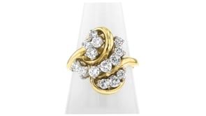 C. 1980 Vintage 1.10 ct. t.w. Diamond Swirl Ring in 18kt Yellow Gold