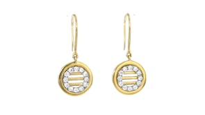 C. 1990 Vintage .50 ct. t.w. Diamond Circle Drop Earrings in 18kt Yellow Gold