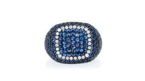 C. 2000 Vintage 5.50 ct. t.w. Sapphire Dome Ring with .30 ct. t.w. Diamonds in 18kt White Gold