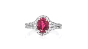 C. 1990 Vintage 1.50 Carat Pink Tourmaline Ring with .27 ct. t.w. Diamonds in 14kt White Gold