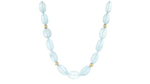 C. 1990 Vintage 115.00 ct. t.w. Aquamarine Bead Necklace in 14kt Yellow Gold