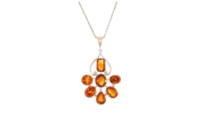 C. 1940 Vintage 19.45 ct. t.w. Orange Citrine Pendant Necklace in 14kt Yellow Gold