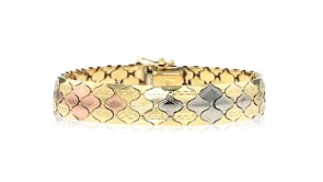 C. 1980 Vintage 14kt Tri-Colored Gold Fancy-Link Bracelet