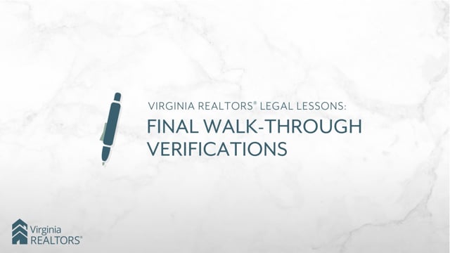 Final Walk-Through Verifications