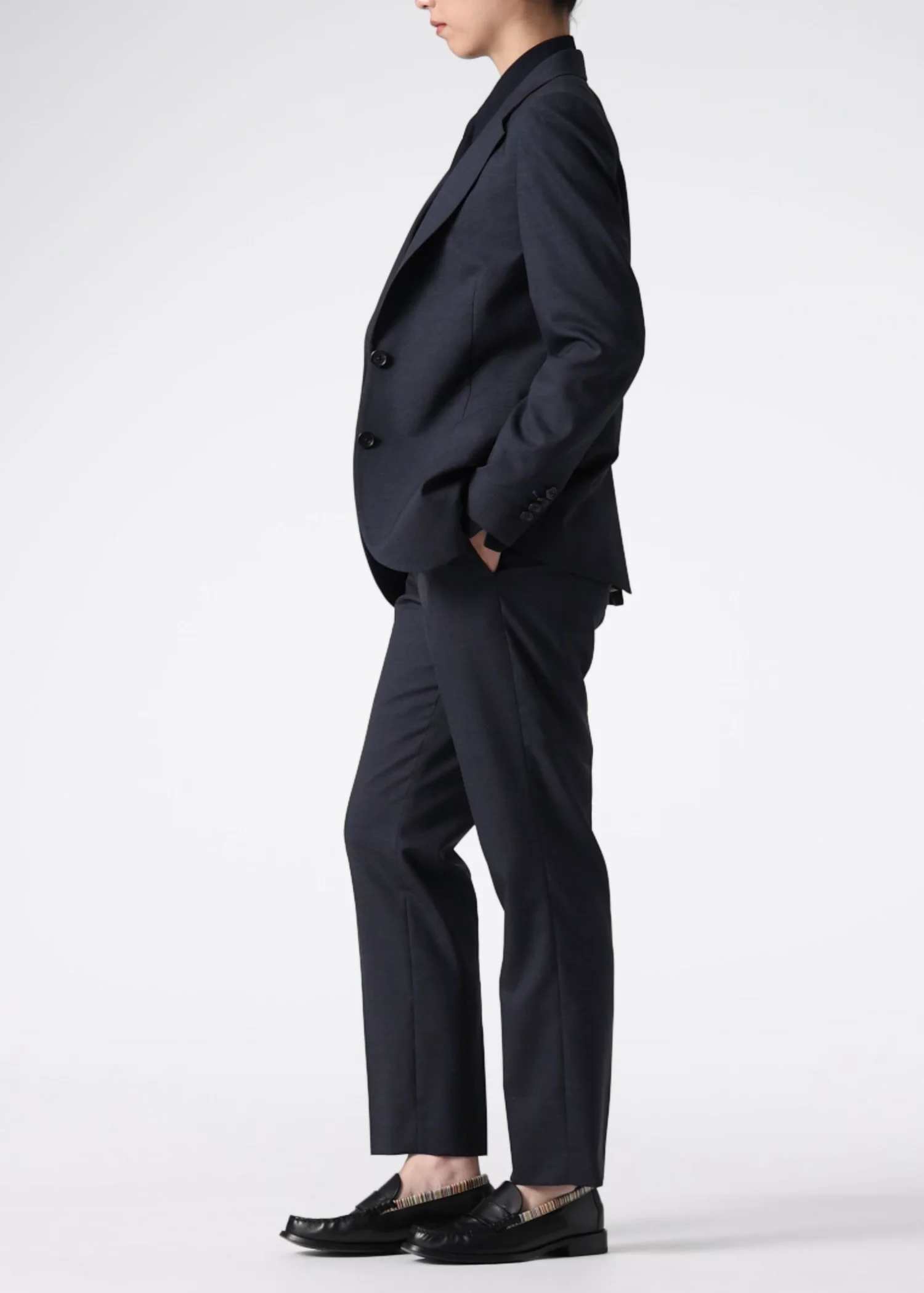 ウィメンズ バックサテンジョーゼット ボウタイブラウス（ネイビー