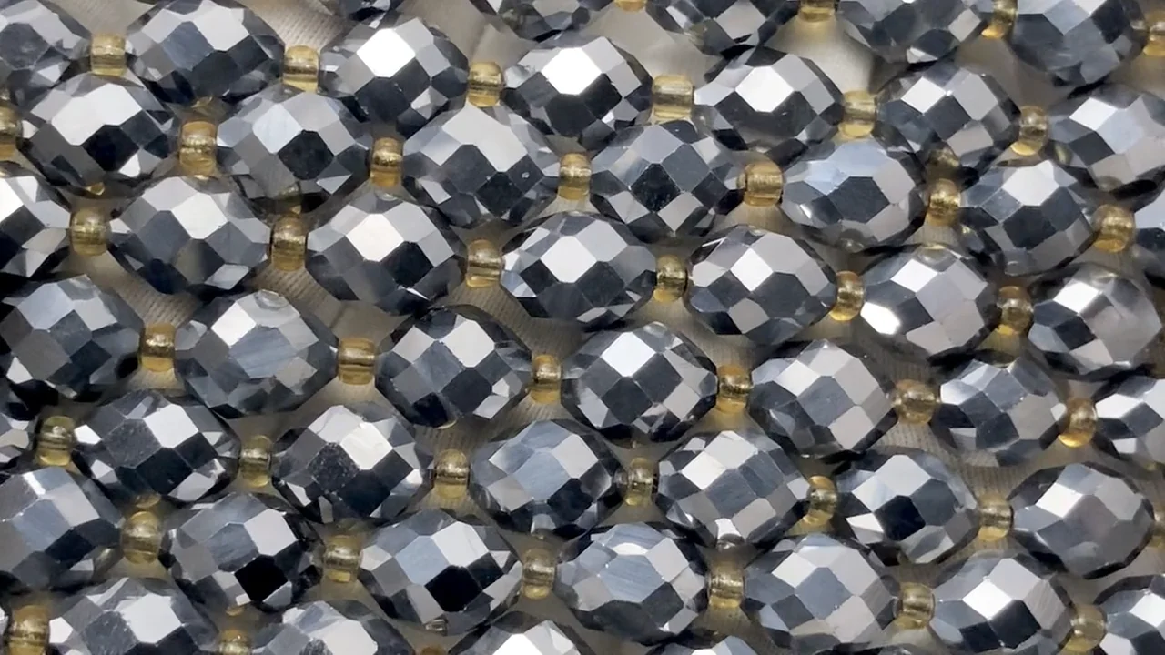 高純度テラヘルツ鉱石 ライスカット10×8×8mm 1連(約34cm)【素晴らしい