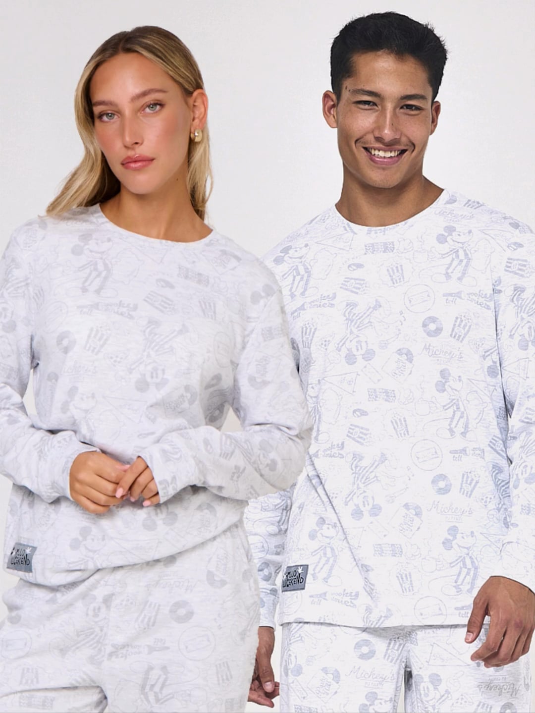 סט פיג’מה ארוכה יוניסקס עם כיתוב אישי MICKEY