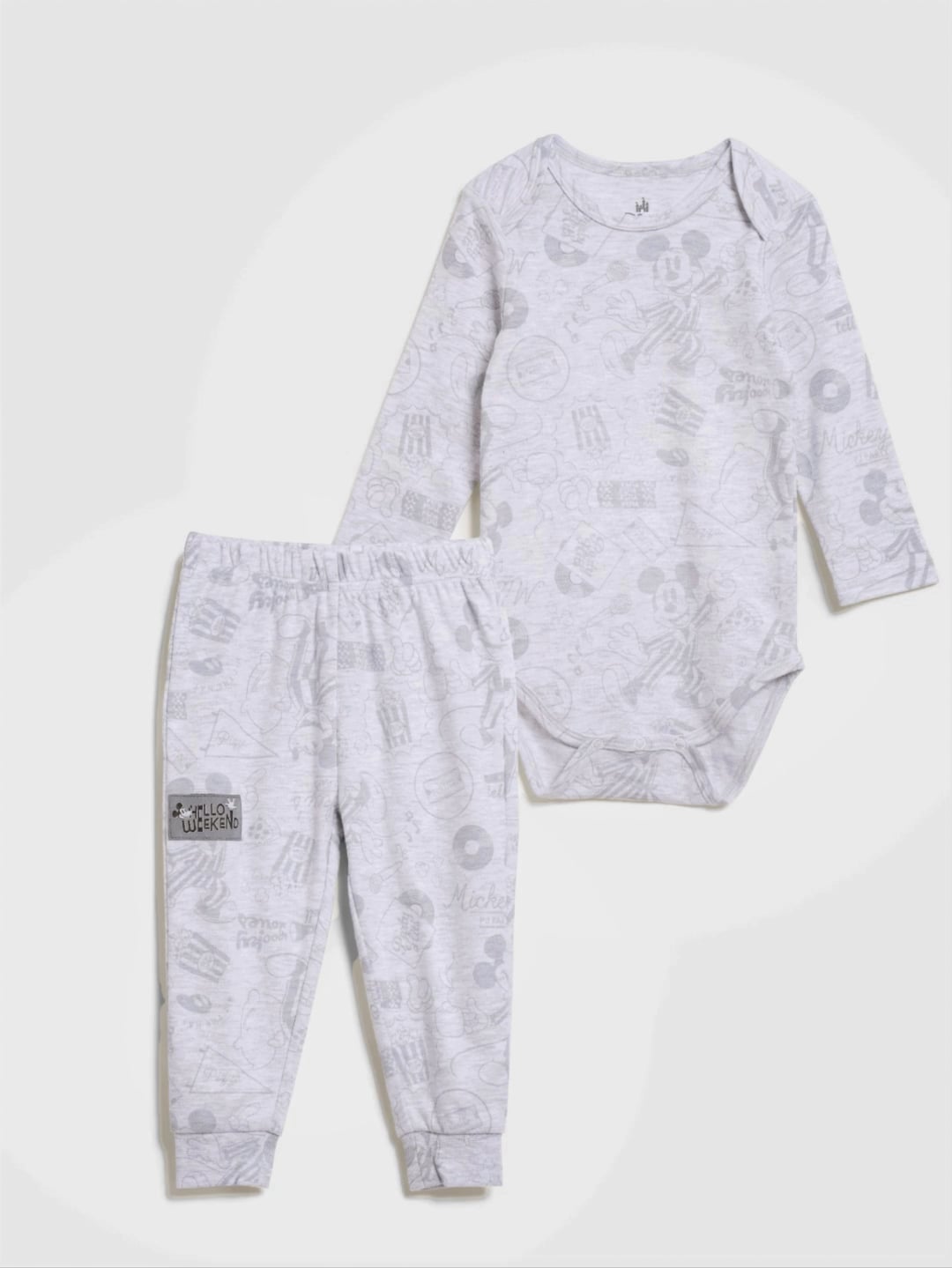 סט פיג’מה ארוכה יוניסקס עם כיתוב אישי MICKEY