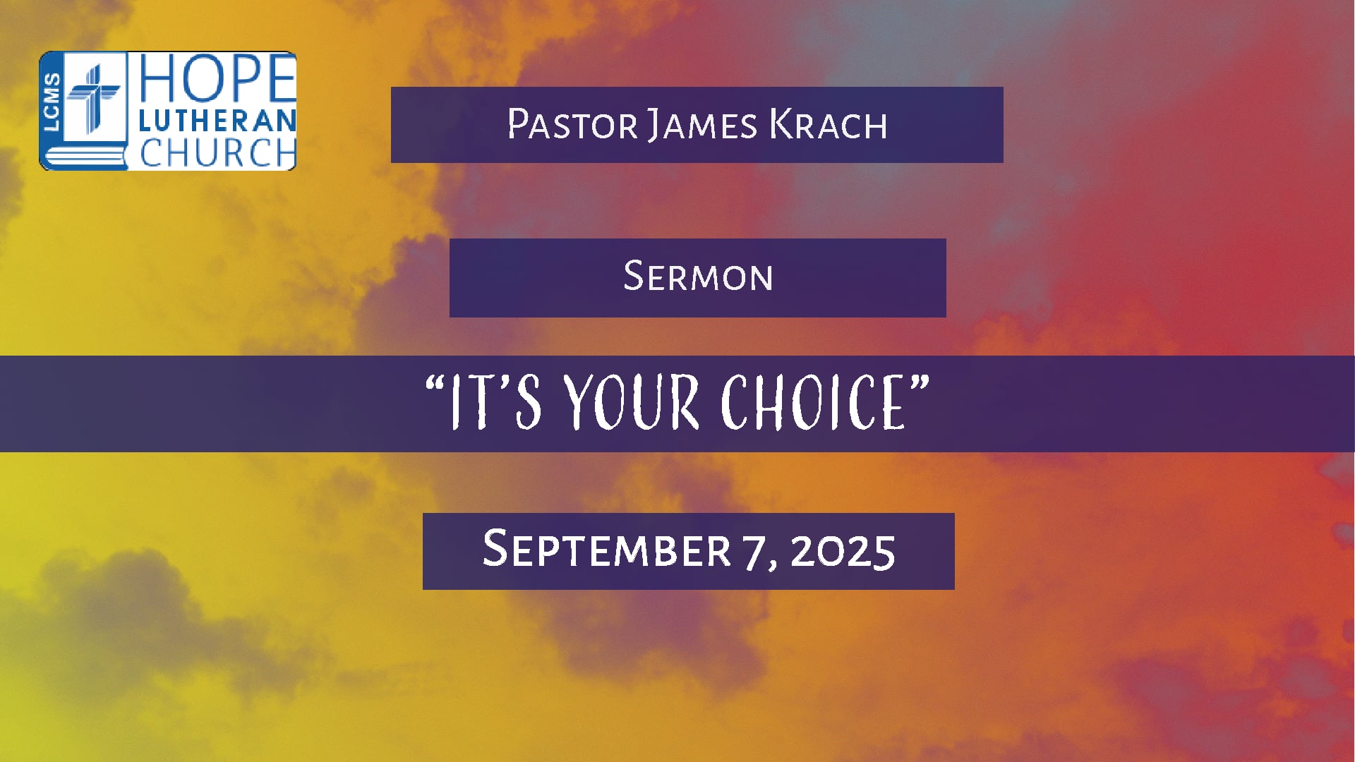 Hope Lutheran Church - Sermon September 7, 2025