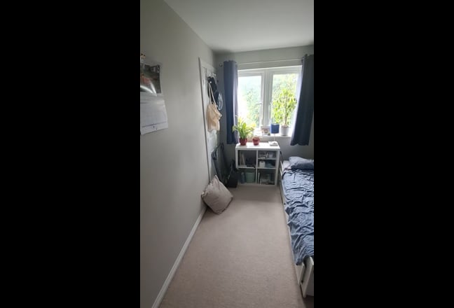 Video 1: Your bedroom, looking out to front of house. It is a double bed, picture just makes it look long and