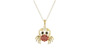 .30 ct. t.w. Ruby and .10 ct. t.w. Black Spinel Crab Pendant Necklace with Single Diamond in 18kt Gold Over Sterling
