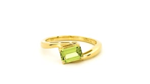 .80 Carat Peridot Ring in 18kt Gold Over Sterling