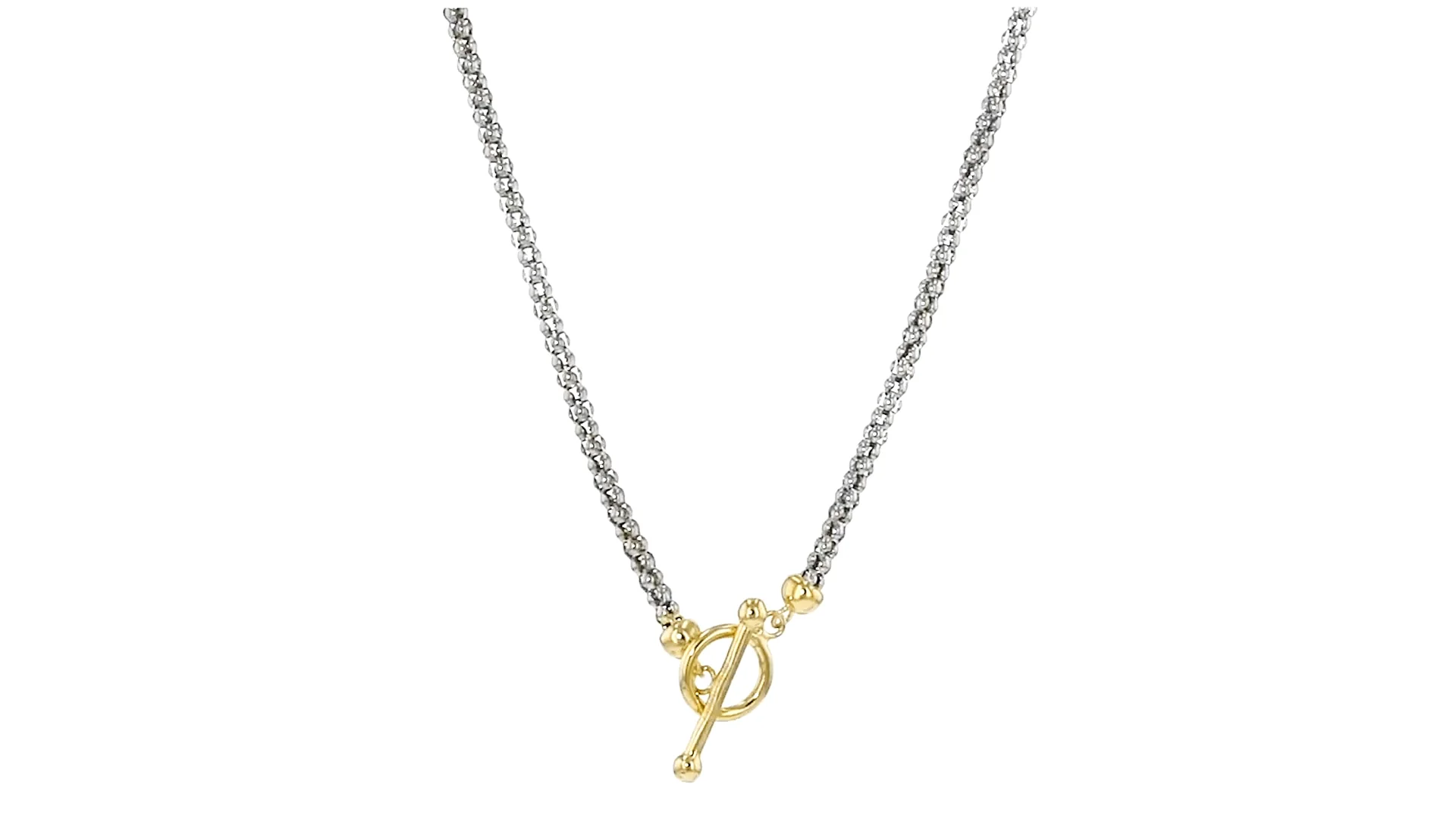 Sterling Silver and 18kt Gold Over Sterling Toggle Necklace