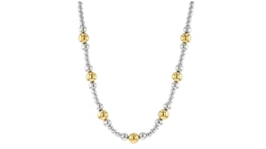 Italian Sterling Silver and 18kt Gold Over Sterling Graduated Bead Necklace