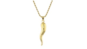 Mens 18kt Gold Over Sterling Italian Horn Pendant Necklace