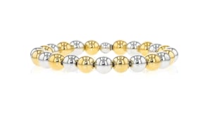 Italian 8mm Sterling Silver and 18kt Gold Over Sterling Bead Stretch Bracelet